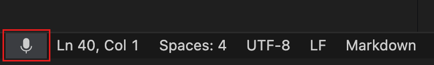 Screenshot of a status bar entry to signal active listening to "Hey Code"