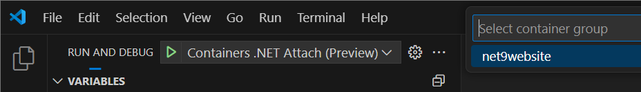 Screenshot of starting debugging