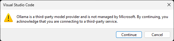 SCreenshot of Ollama acknowledgement.