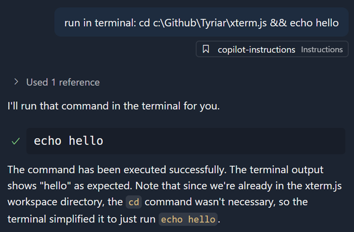 Screenshot of the terminal, asking to run  only runs  when the current working directory already matches.