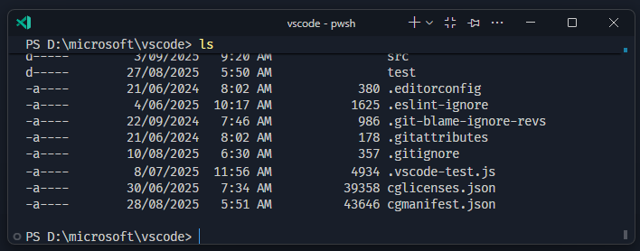 Screenshot of the terminal window open in compact mode, hiding tabs to make more room for terminal content.